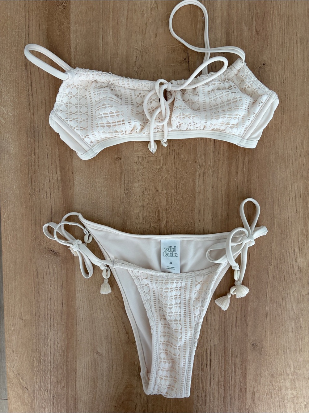 White Crochet Lace Tie-Side Bikini Set